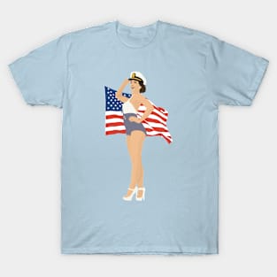 4th of July Vintage Patriotic - Minimalistic Pinup T-Shirt